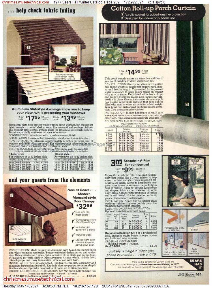 1977 Sears Fall Winter Catalog, Page 959