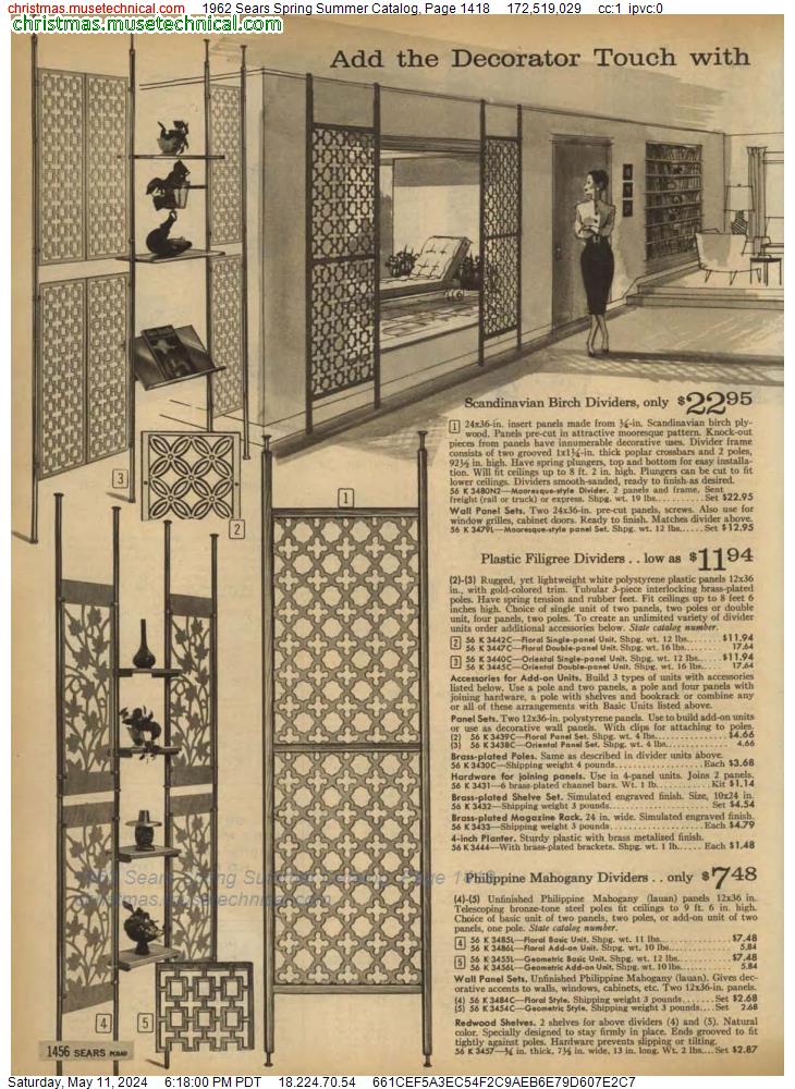 1962 Sears Spring Summer Catalog, Page 1418