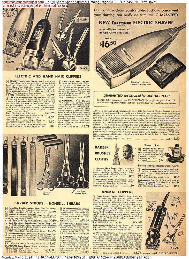 1950 Sears Spring Summer Catalog, Page 1009