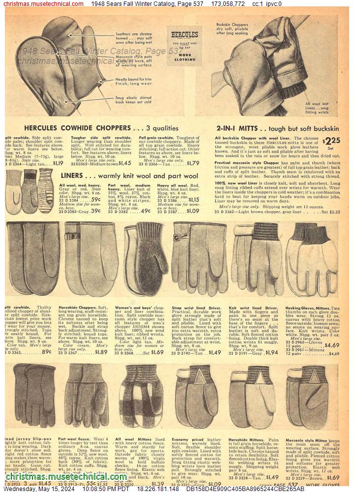 1948 Sears Fall Winter Catalog, Page 537