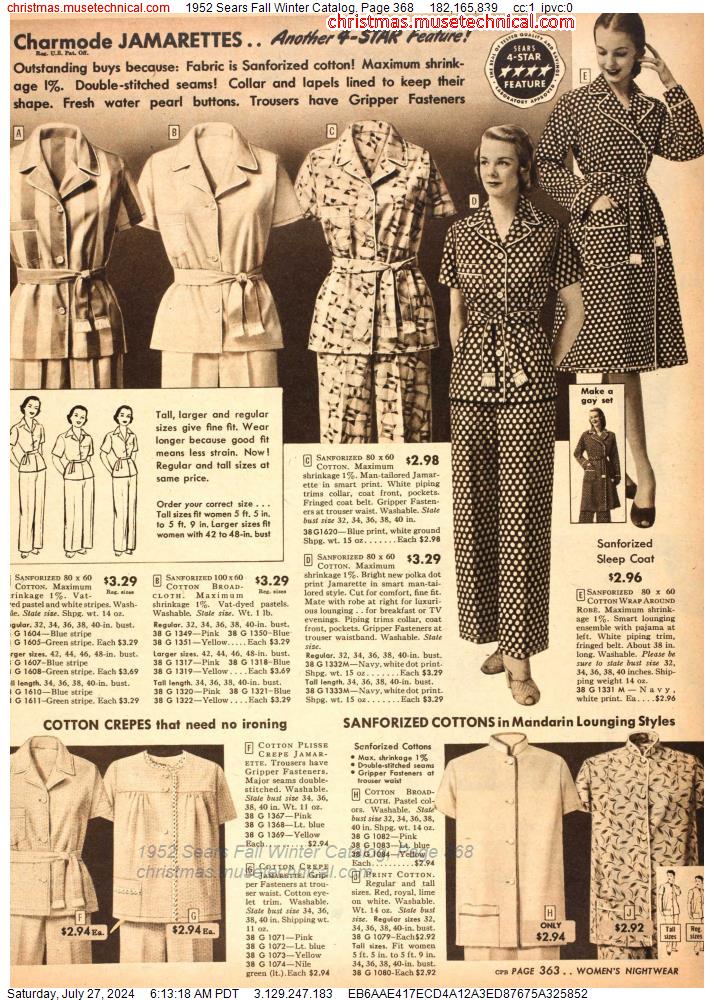 1952 Sears Fall Winter Catalog, Page 368