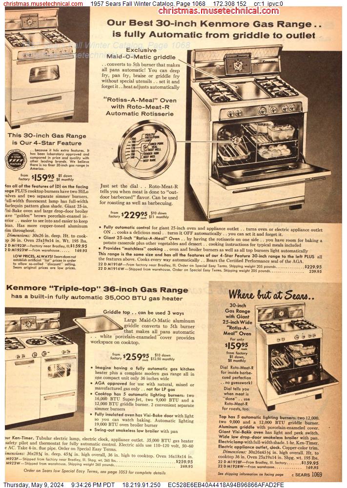 1957 Sears Fall Winter Catalog, Page 1068