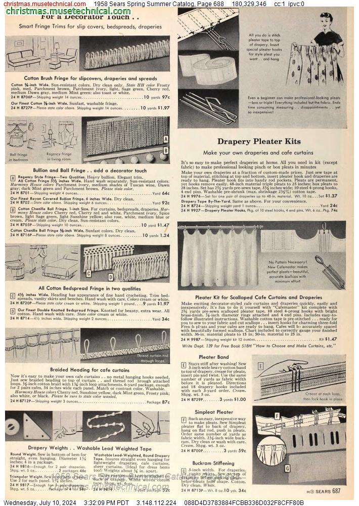 1958 Sears Spring Summer Catalog, Page 688