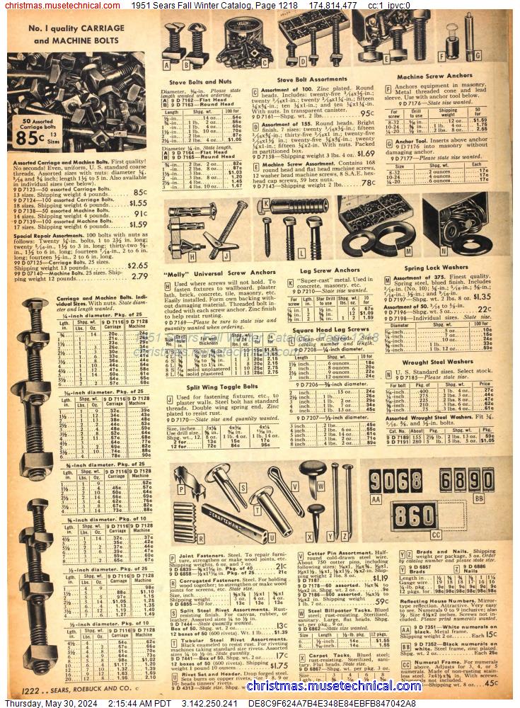 1951 Sears Fall Winter Catalog, Page 1218