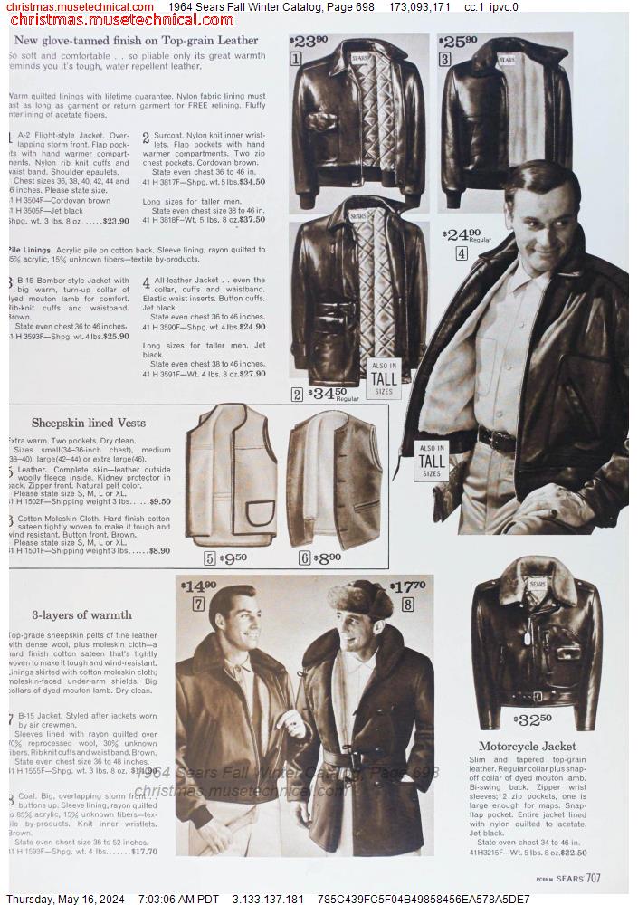 1964 Sears Fall Winter Catalog, Page 698