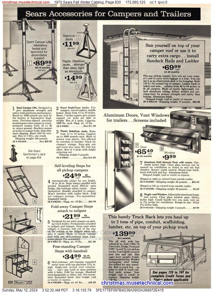 1970 Sears Fall Winter Catalog, Page 830