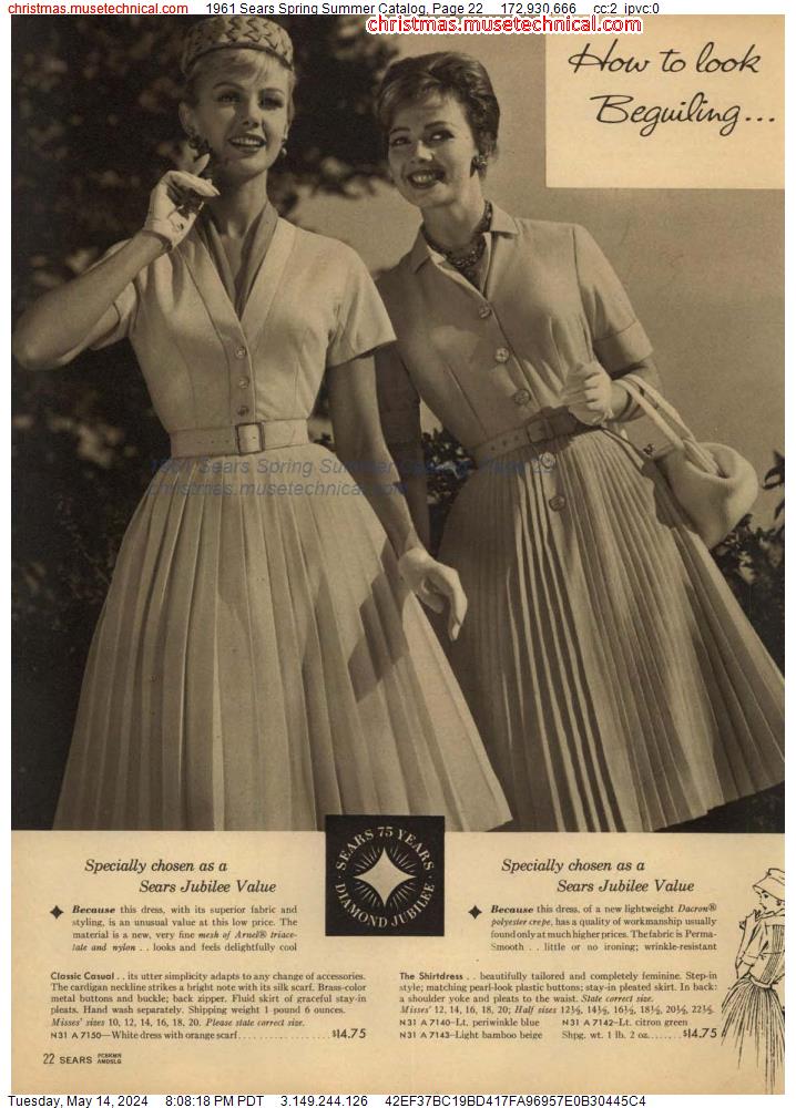 1961 Sears Spring Summer Catalog, Page 22