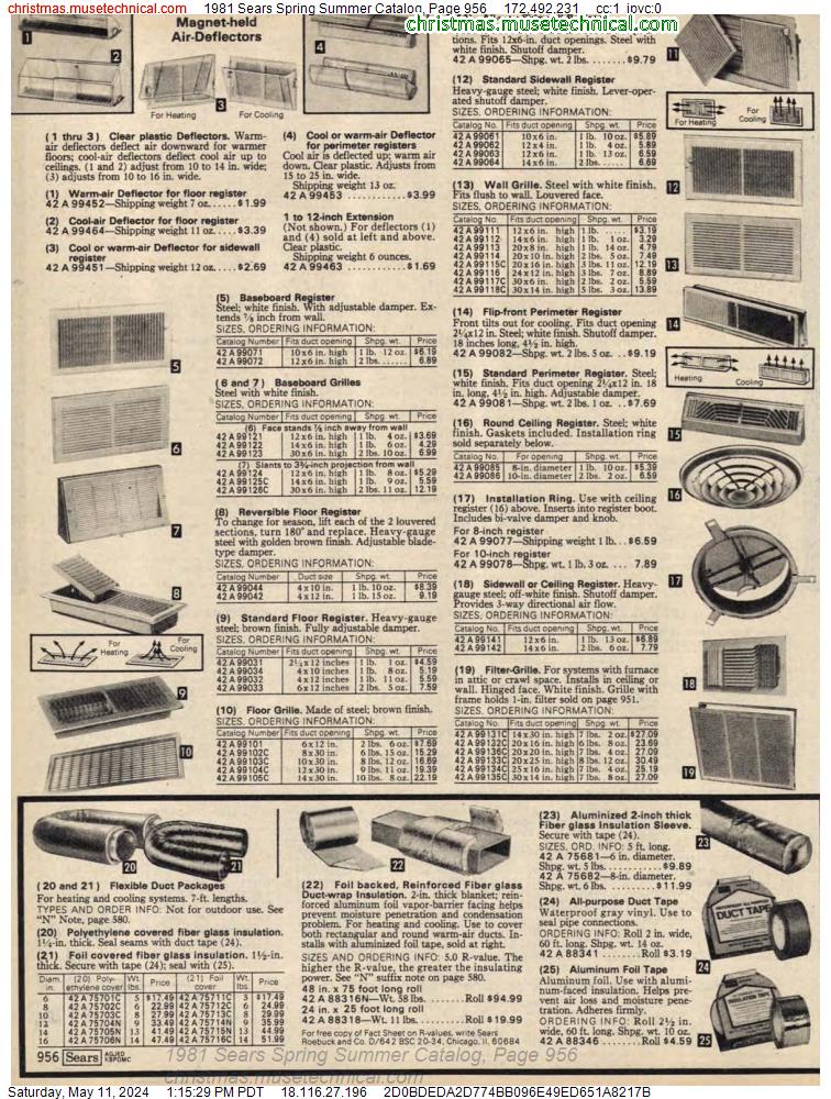 1981 Sears Spring Summer Catalog, Page 956