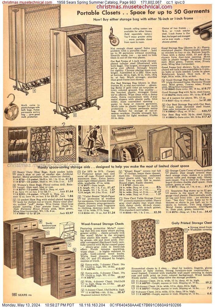 1958 Sears Spring Summer Catalog, Page 983