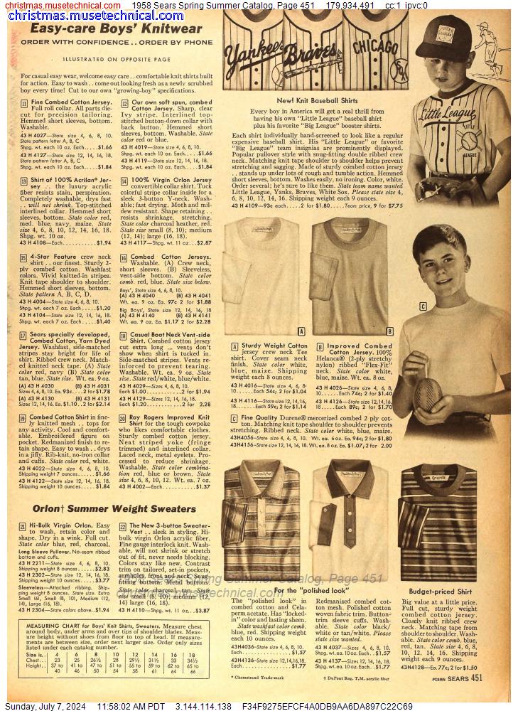 1958 Sears Spring Summer Catalog, Page 451