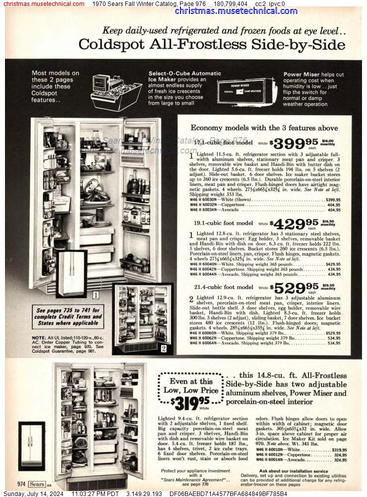 1970 Sears Fall Winter Catalog, Page 976