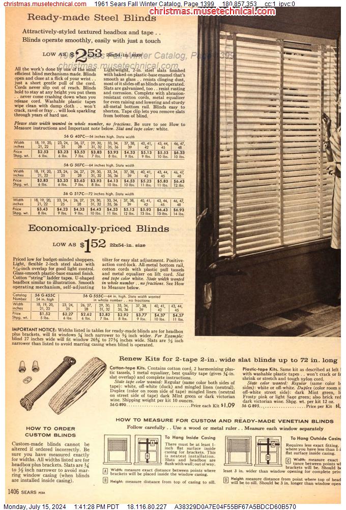 1961 Sears Fall Winter Catalog, Page 1399