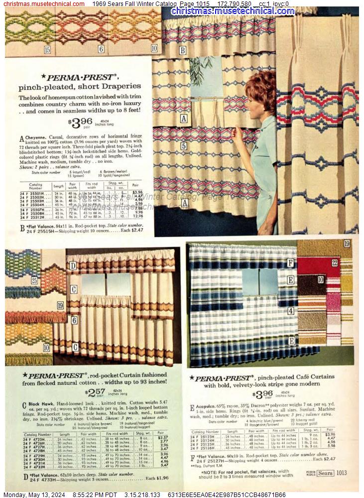 1969 Sears Fall Winter Catalog, Page 1015