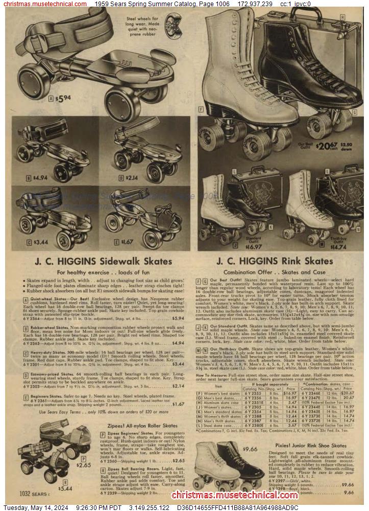 1959 Sears Spring Summer Catalog, Page 1006