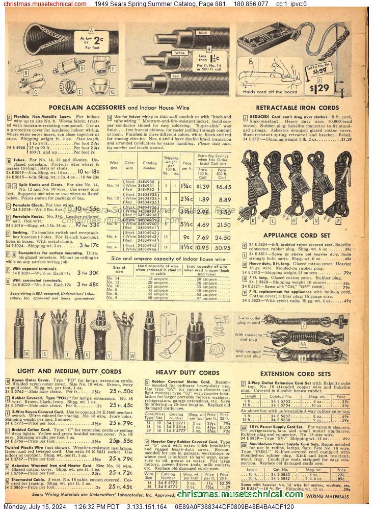 1949 Sears Spring Summer Catalog, Page 881