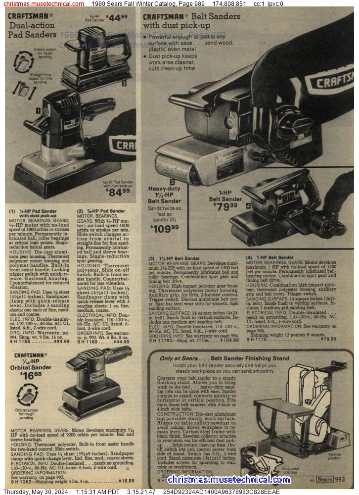 1980 Sears Fall Winter Catalog, Page 989