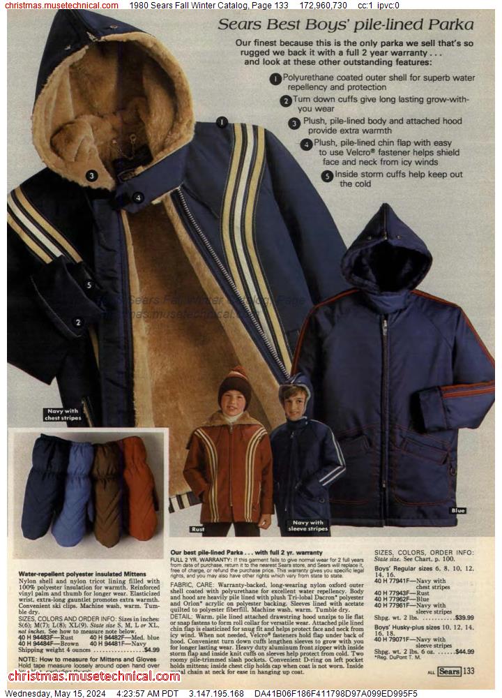 1980 Sears Fall Winter Catalog, Page 133