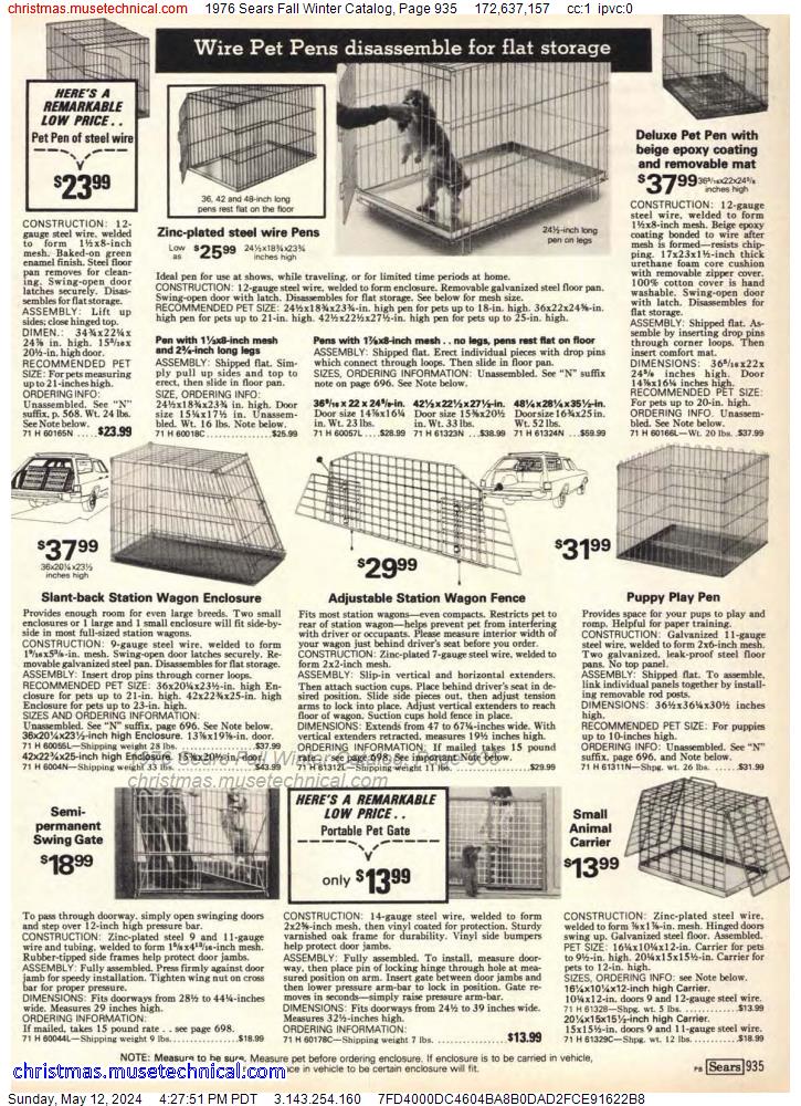 1976 Sears Fall Winter Catalog, Page 935