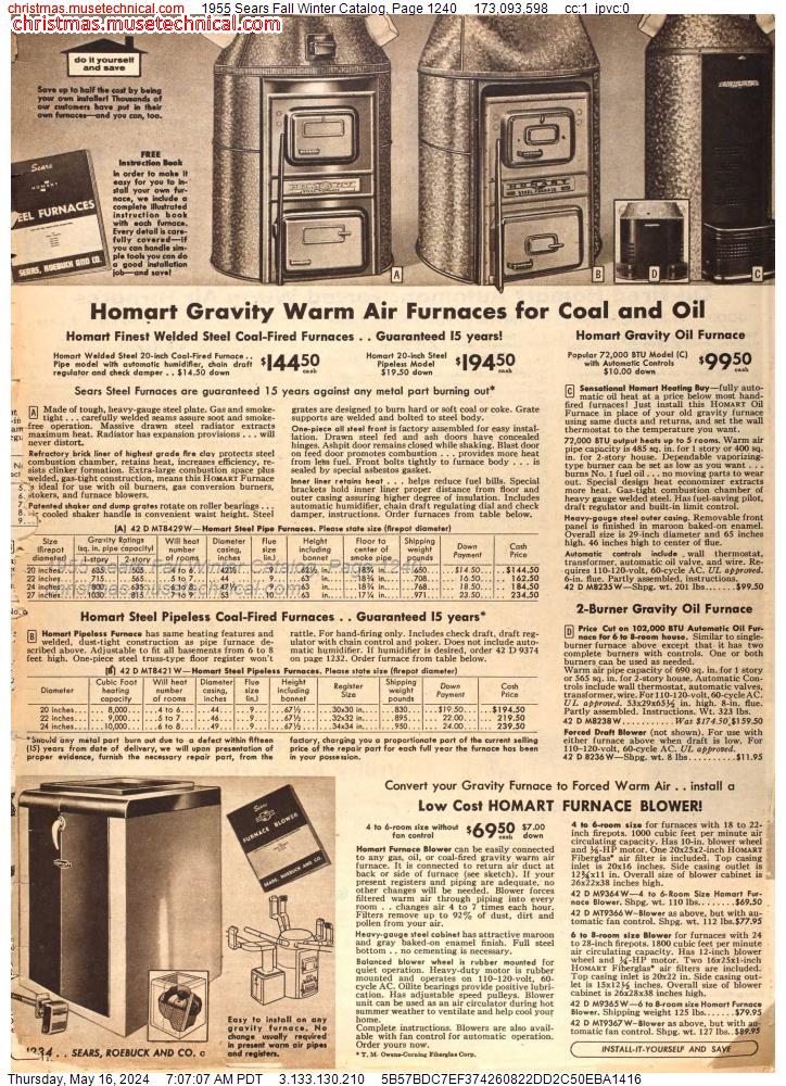1955 Sears Fall Winter Catalog, Page 1240