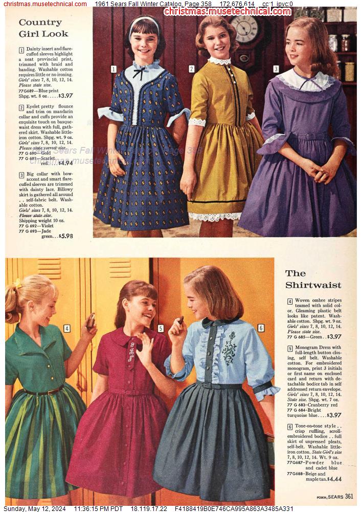 1961 Sears Fall Winter Catalog, Page 358