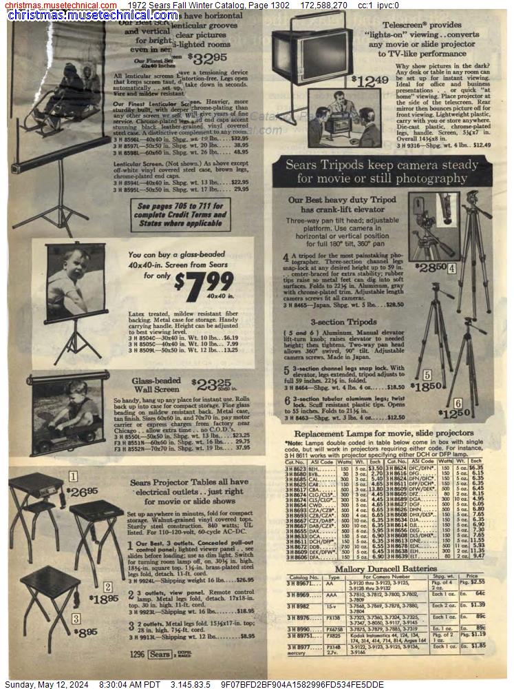 1972 Sears Fall Winter Catalog, Page 1302