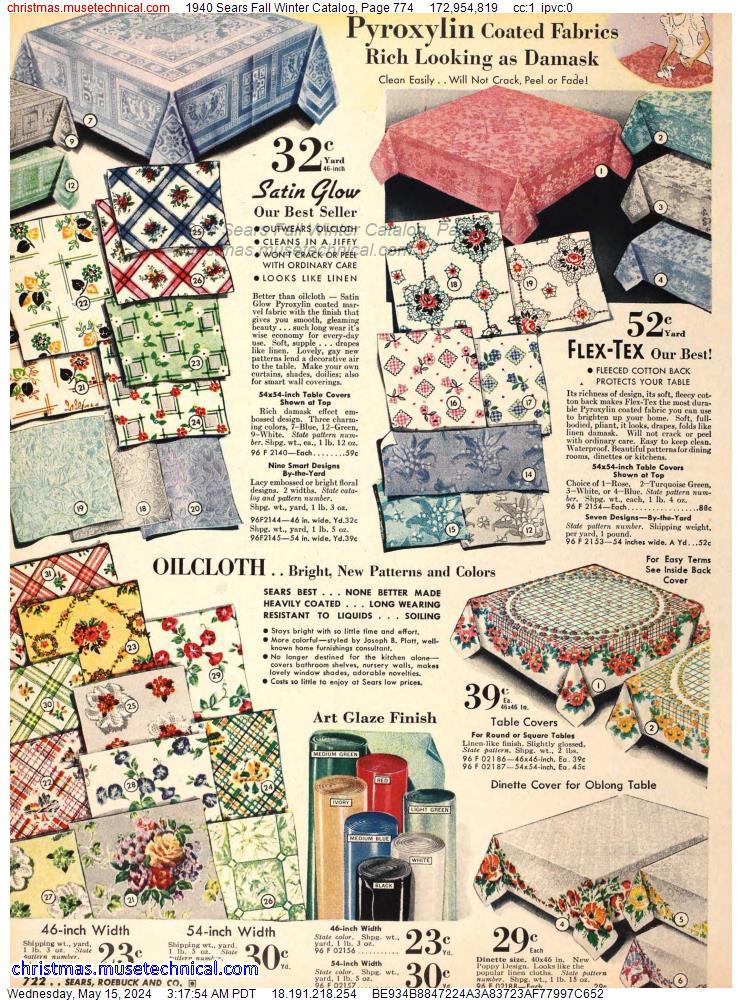 1940 Sears Fall Winter Catalog, Page 774