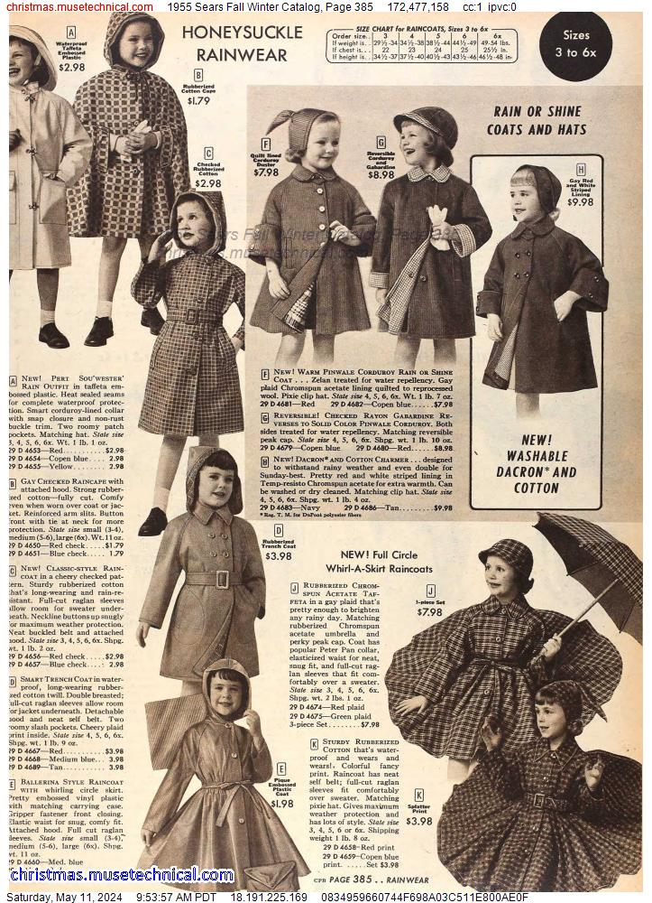 1955 Sears Fall Winter Catalog, Page 385
