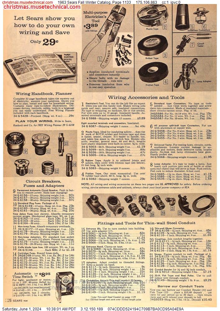 1963 Sears Fall Winter Catalog, Page 1133