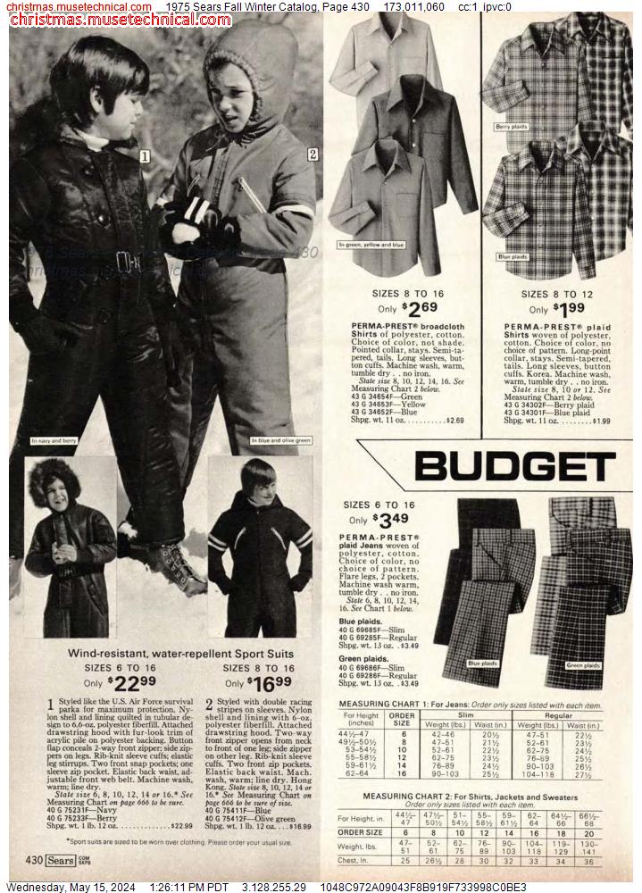 1975 Sears Fall Winter Catalog, Page 430
