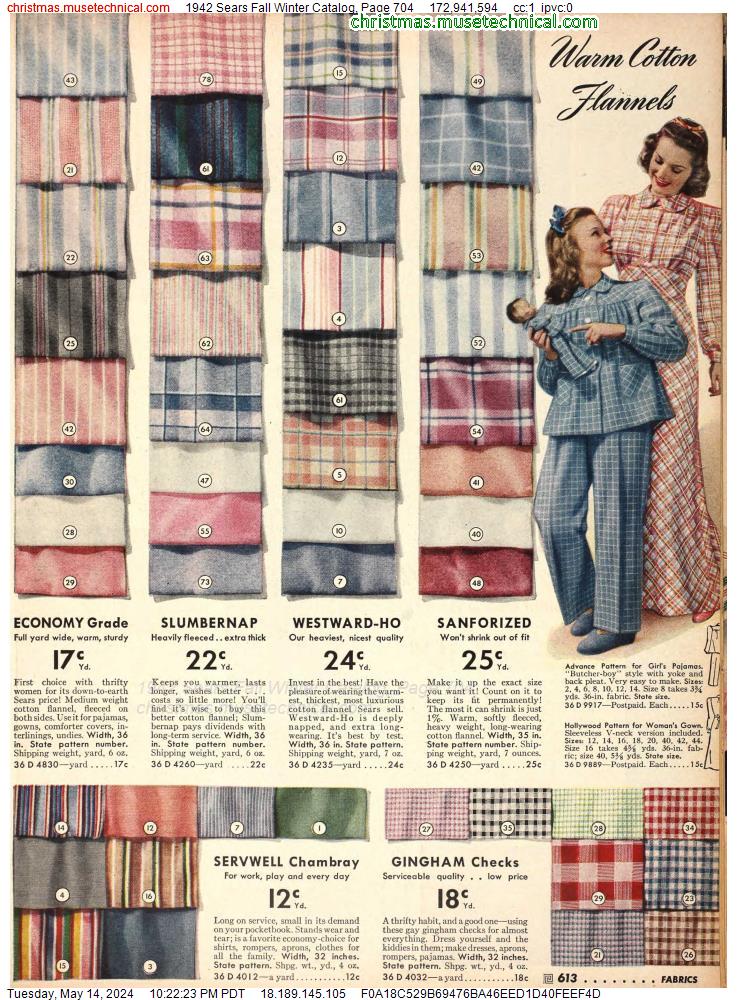 1942 Sears Fall Winter Catalog, Page 704