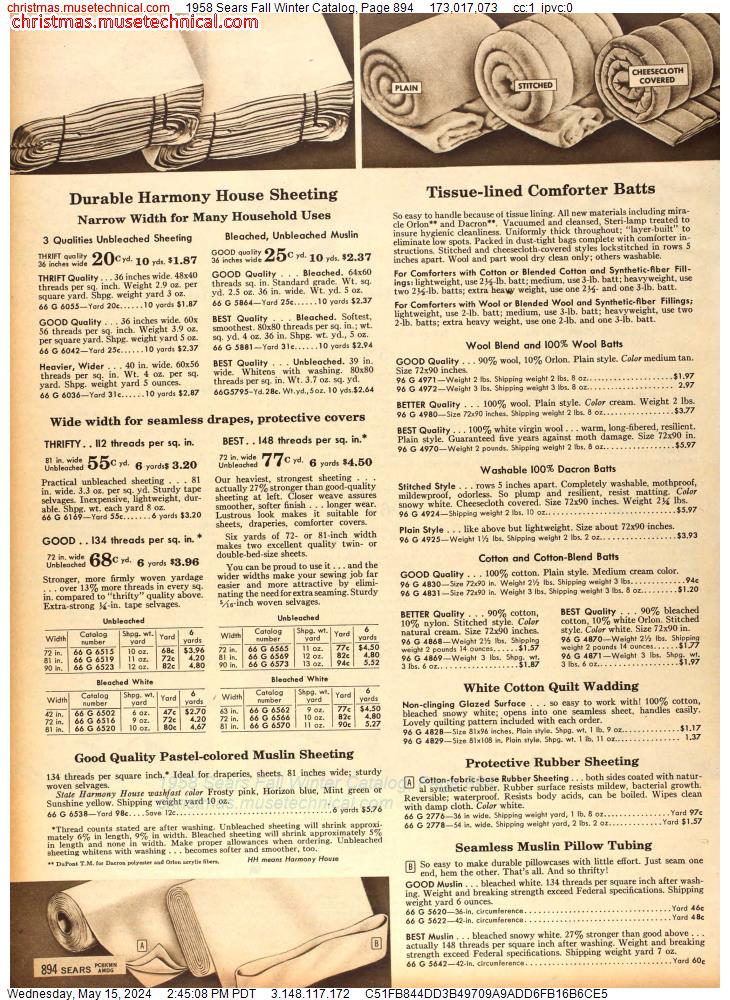 1958 Sears Fall Winter Catalog, Page 894