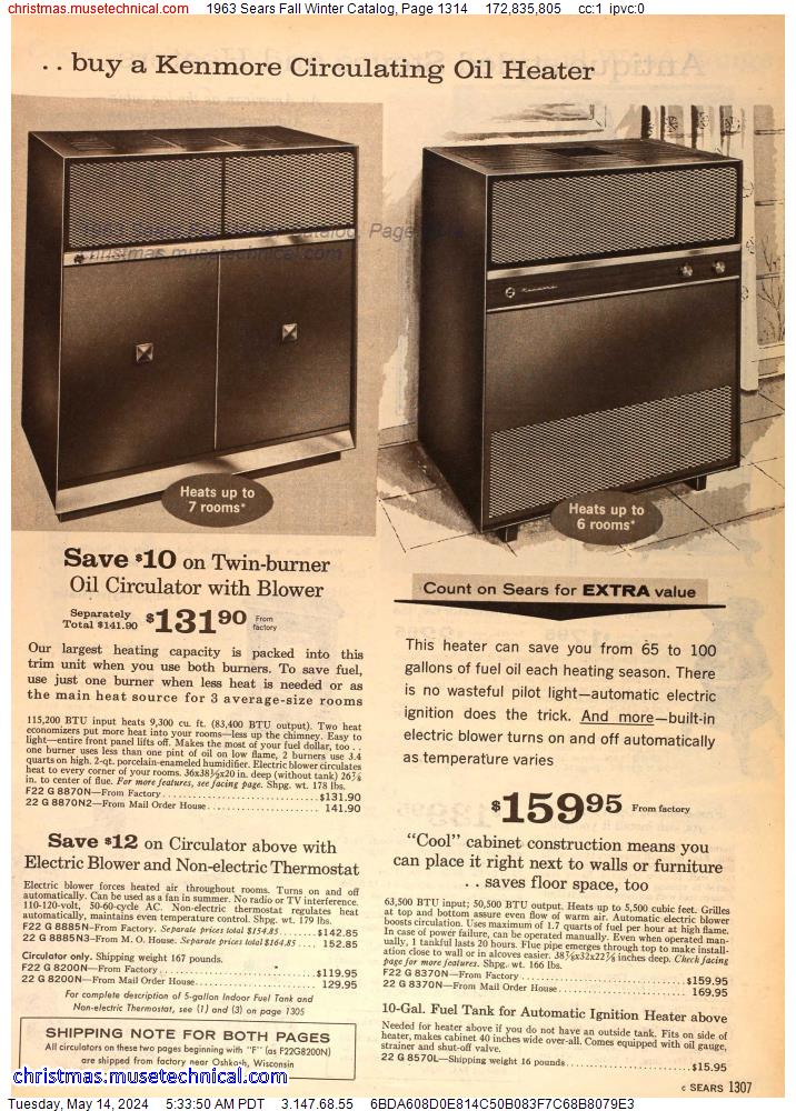 1963 Sears Fall Winter Catalog, Page 1314