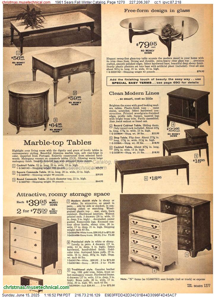 1961 Sears Fall Winter Catalog, Page 1270