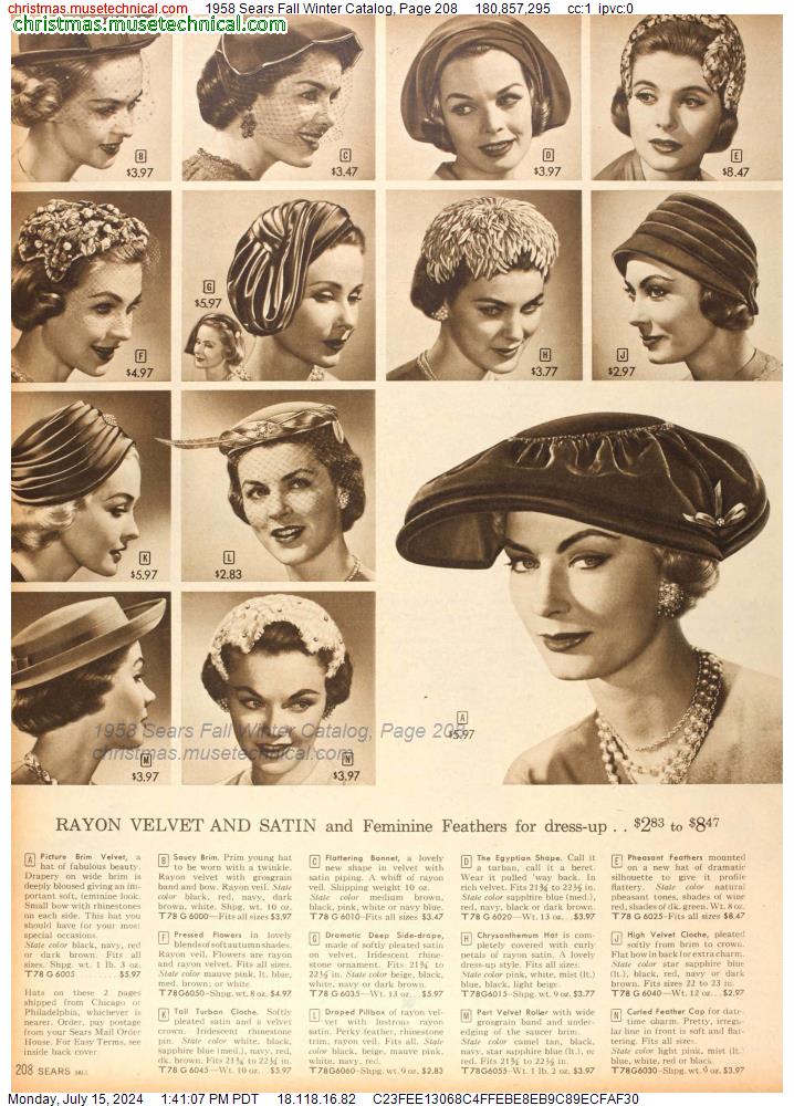 1958 Sears Fall Winter Catalog, Page 208
