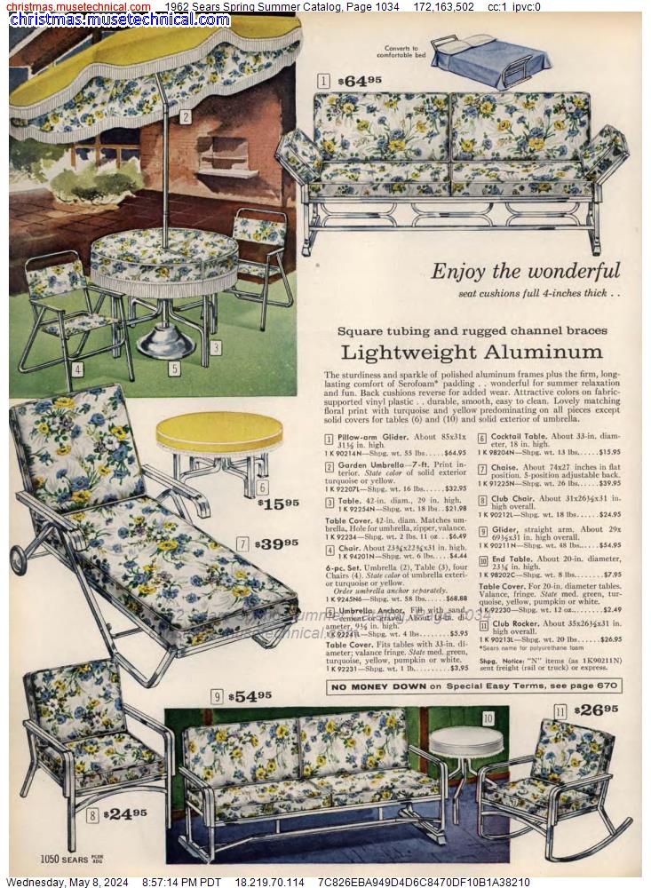1962 Sears Spring Summer Catalog, Page 1034