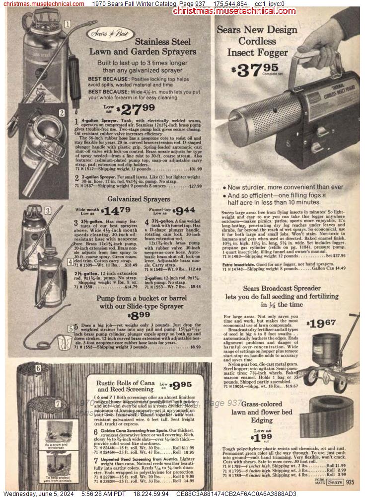 1970 Sears Fall Winter Catalog, Page 937