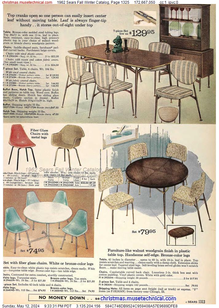 1962 Sears Fall Winter Catalog, Page 1325