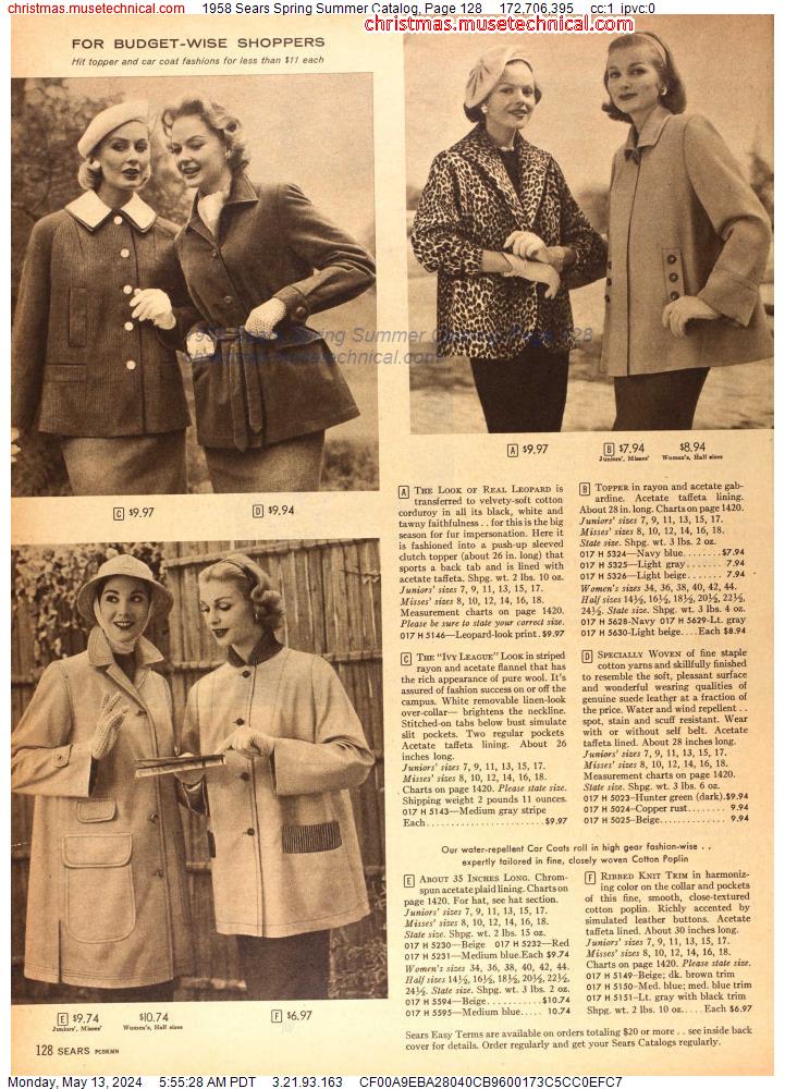 1958 Sears Spring Summer Catalog, Page 128