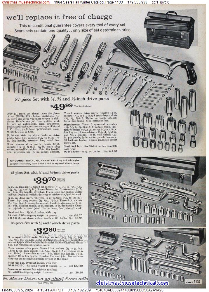 1964 Sears Fall Winter Catalog, Page 1133