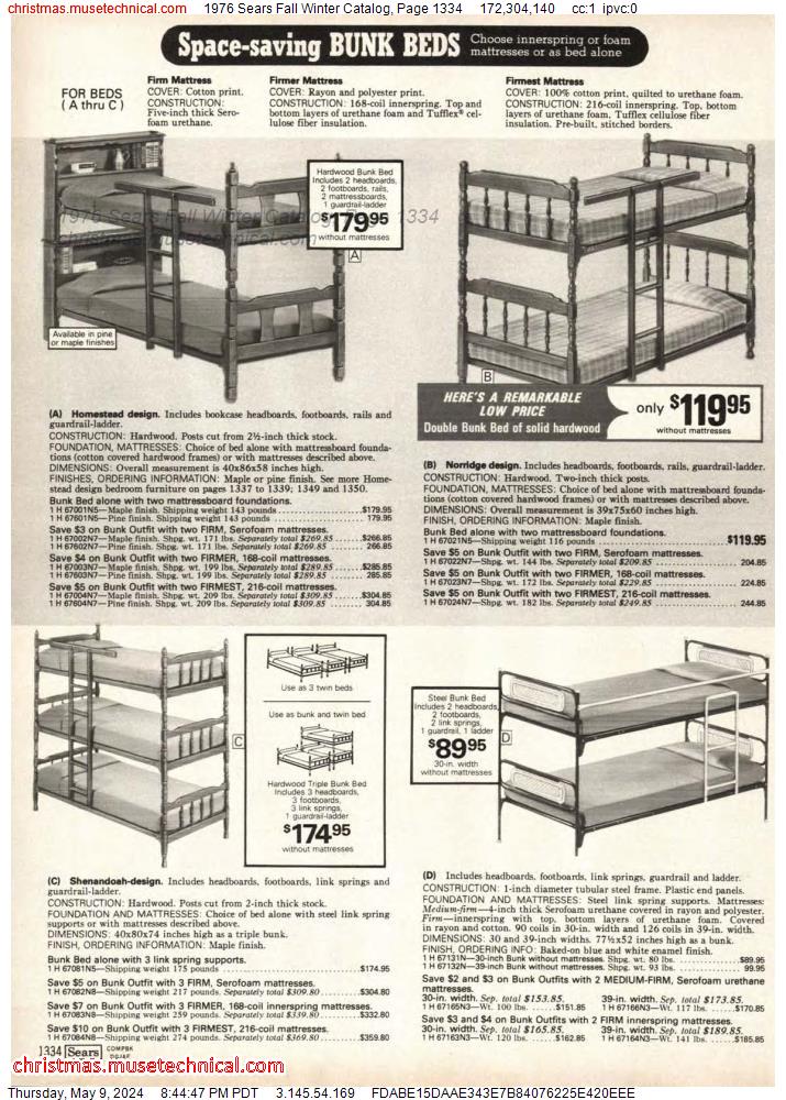1976 Sears Fall Winter Catalog, Page 1334