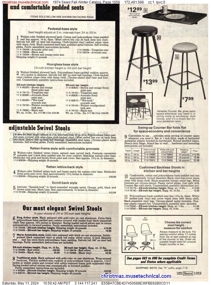 1974 Sears Fall Winter Catalog, Page 1059