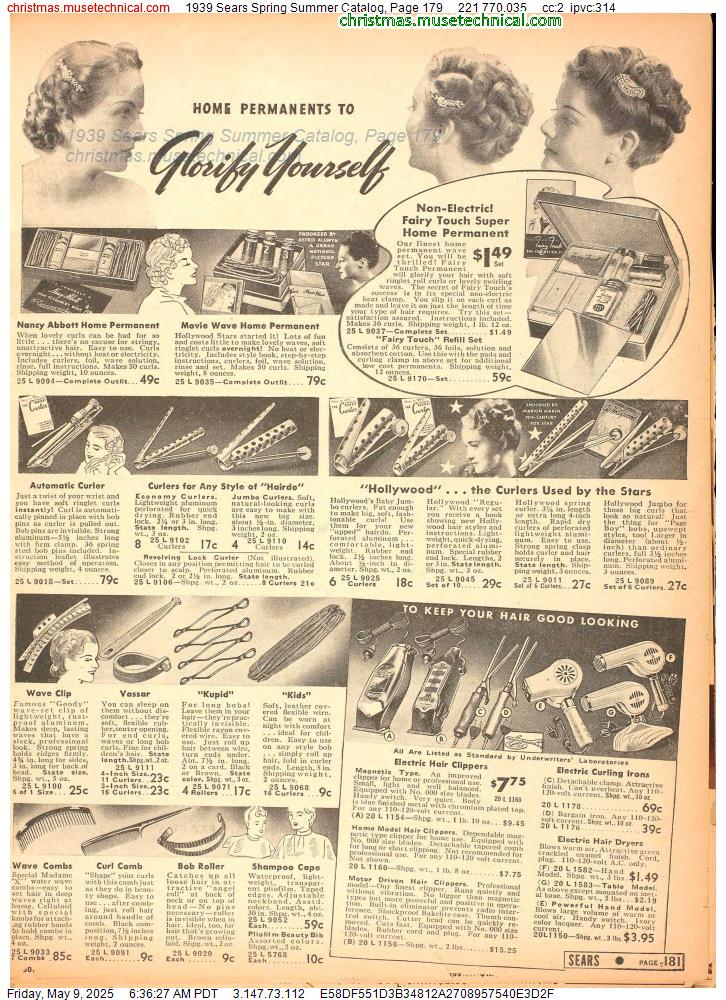 1939 Sears Spring Summer Catalog, Page 179
