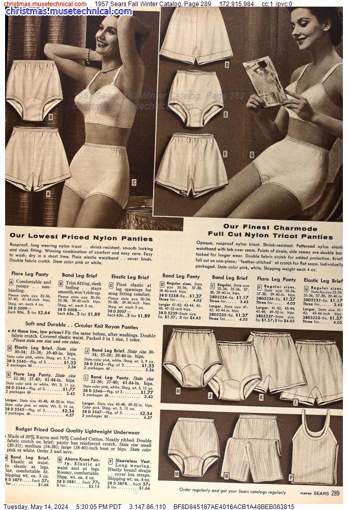 1957 Sears Fall Winter Catalog, Page 289