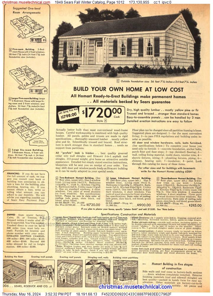 1949 Sears Fall Winter Catalog, Page 1012