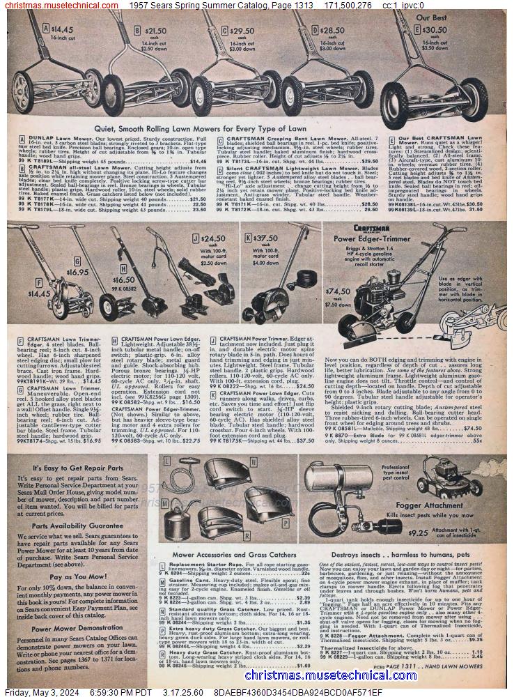 1957 Sears Spring Summer Catalog, Page 1313