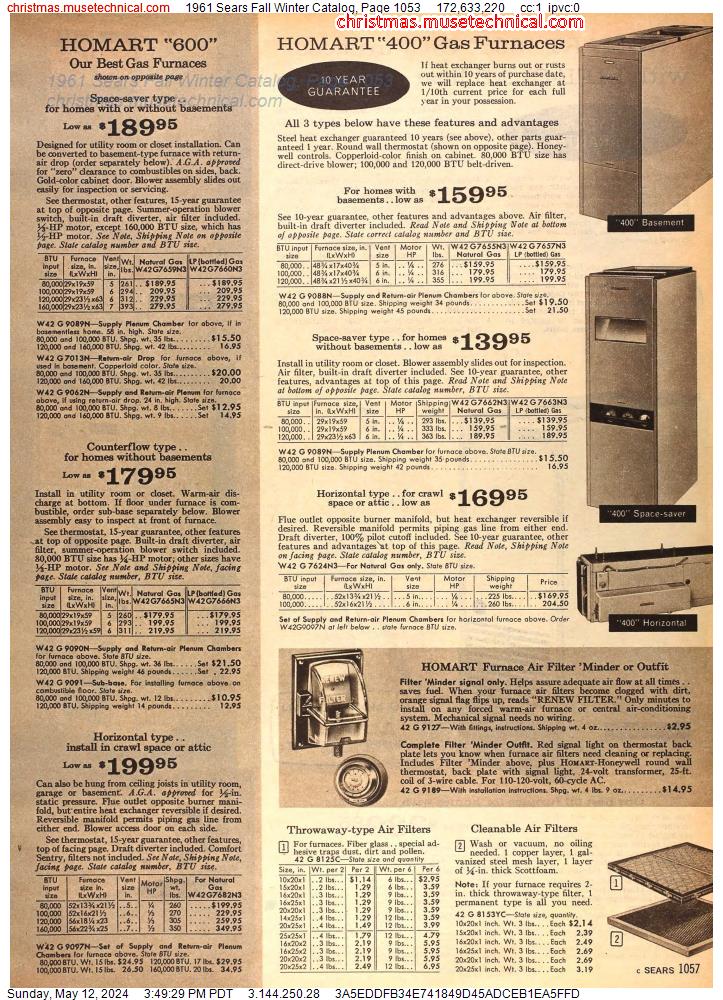 1961 Sears Fall Winter Catalog, Page 1053