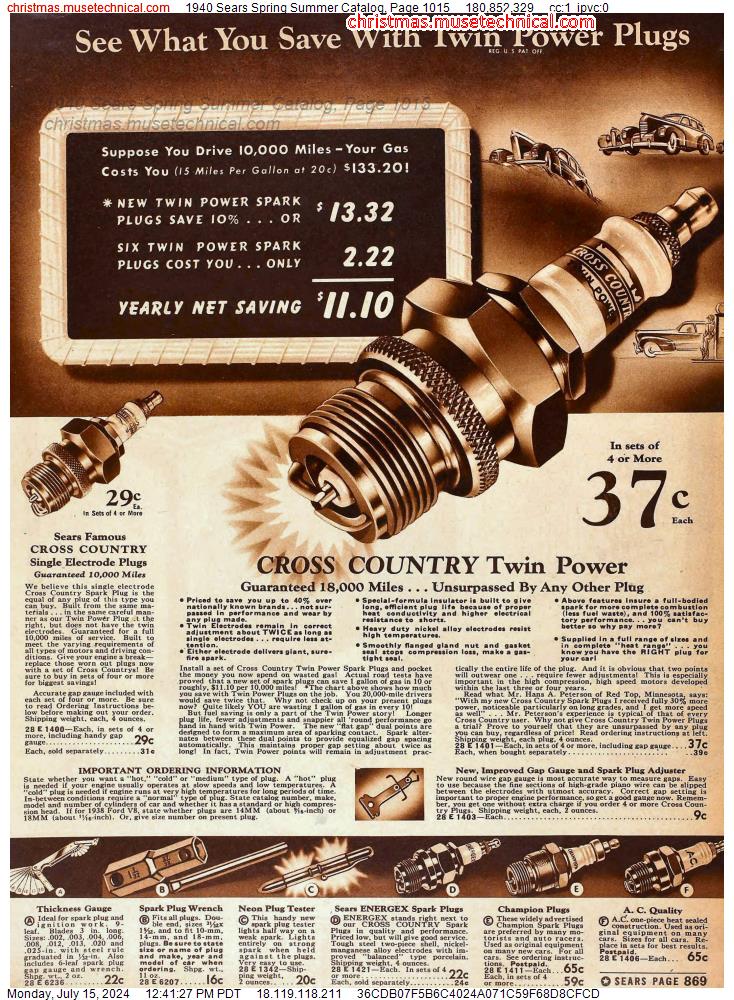 1940 Sears Spring Summer Catalog, Page 1015