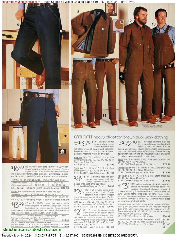 1984 Sears Fall Winter Catalog, Page 610