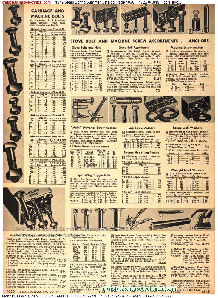 1949 Sears Spring Summer Catalog, Page 1036