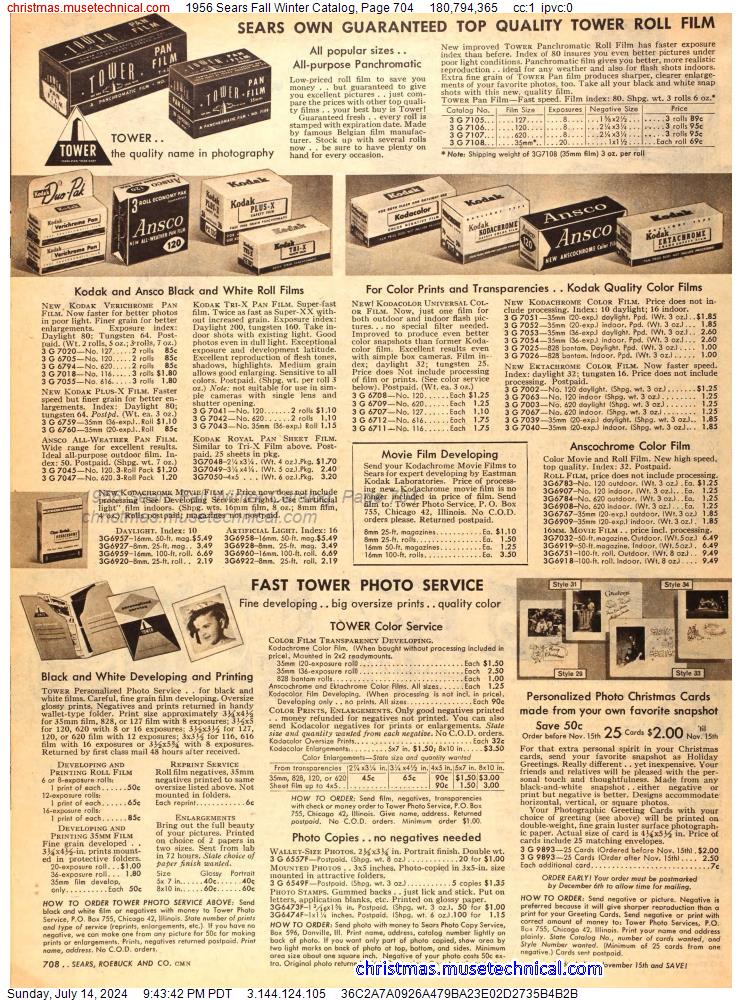 1956 Sears Fall Winter Catalog, Page 704